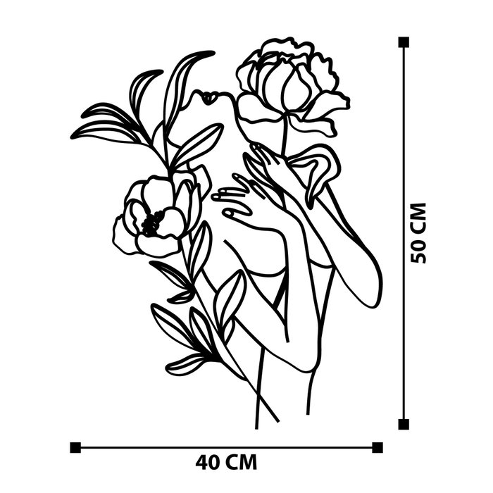 Wallity Elif Escultura de Pared de Metal Negro 40 x 50 cm